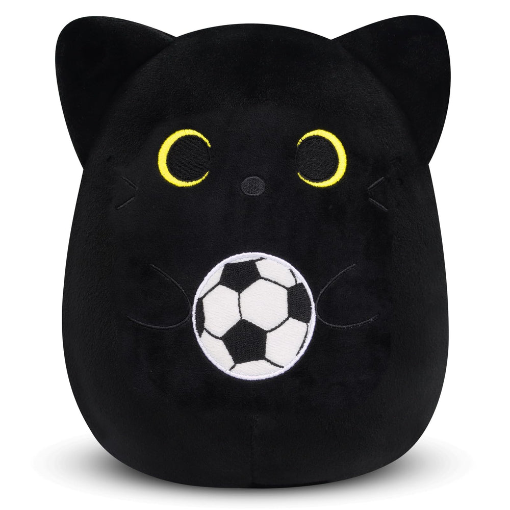 LSYDCARM black cat plush with soccer ball 8-inch perfect for kids' play and World Cup fans