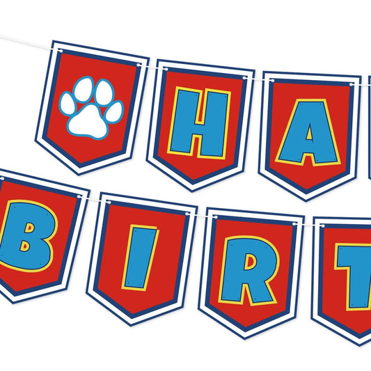 Lsydzh cartoon dog paw banner boosts boys party decor with quick setup