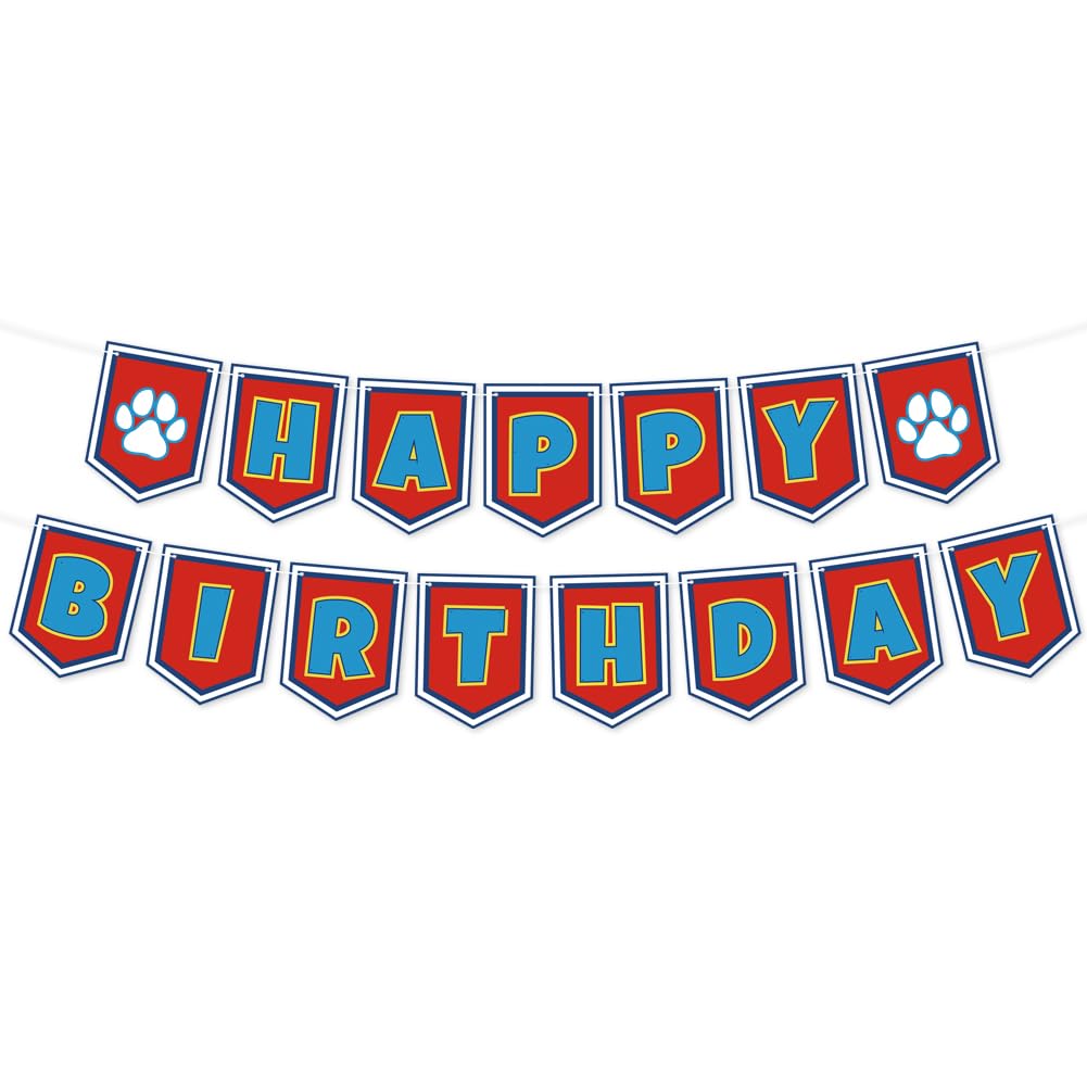 Lsydzh cartoon dog paw birthday banner bright colors for festive indoor celebrations