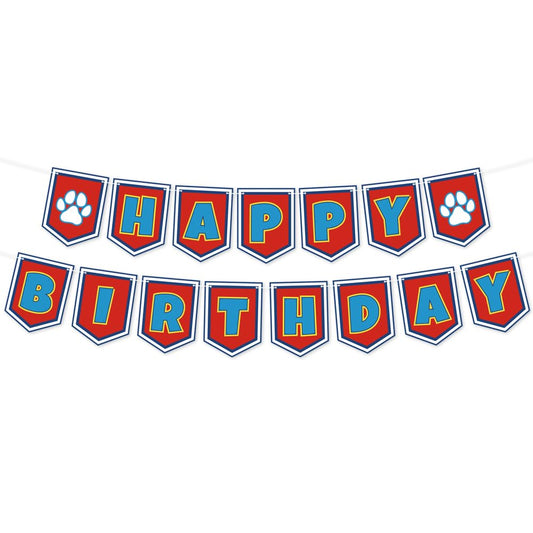 Lsydzh cartoon dog paw birthday banner bright colors for festive indoor celebrations