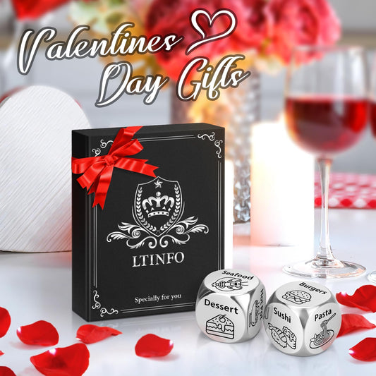 LTINFO date night dice on table, sparks playful dinner rituals.