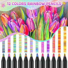 LTINFO Rainbow Pencils crafted from durable ebony wood for long-lasting art sessions.