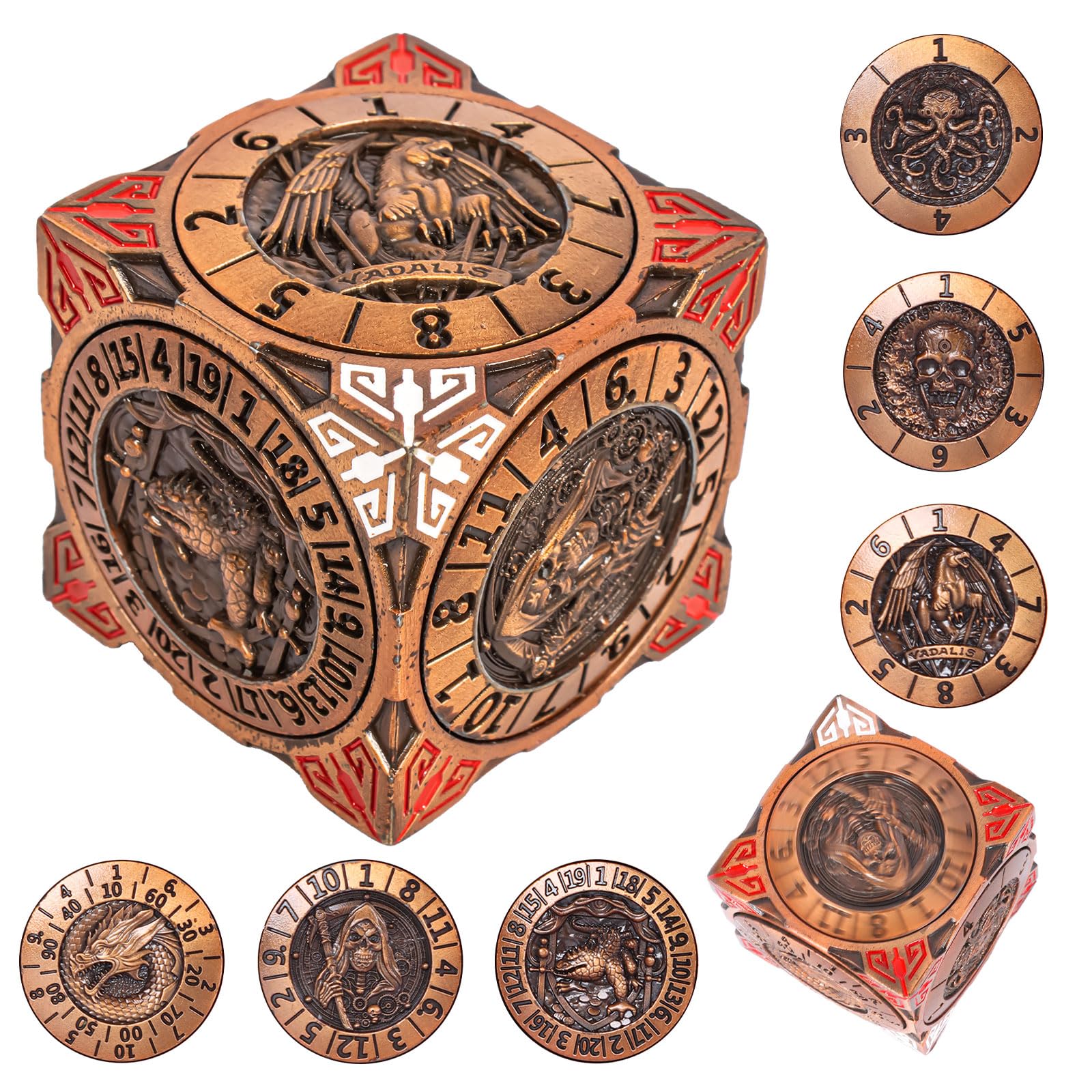Luazuri DND spinner dice 7-in-1 metal dice set with balanced rolls.