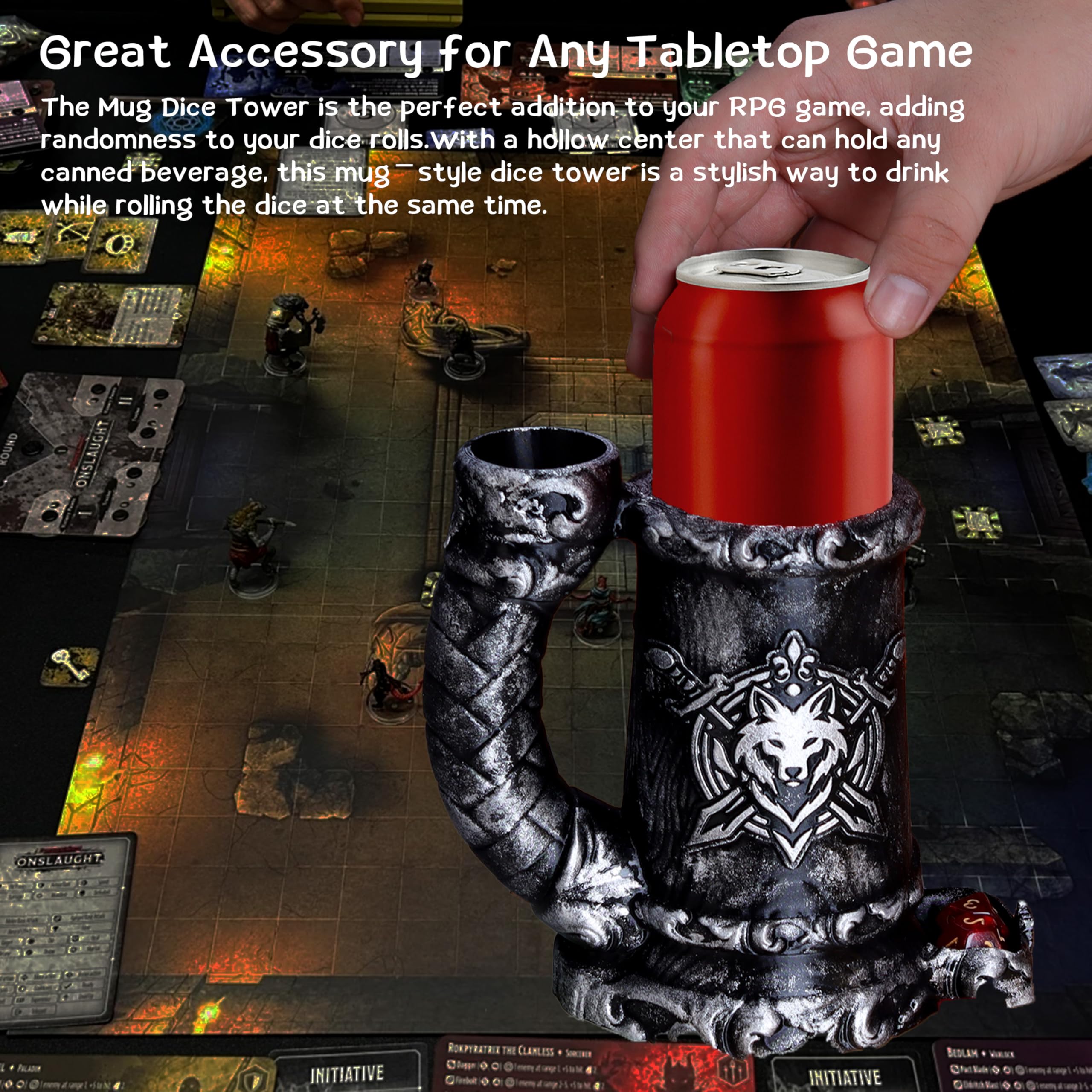Luazuri mug dice tower decor gift-ready adds style when not gaming.