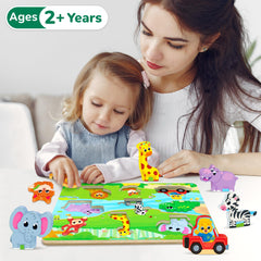Lucas & Friends elephant and other animal pieces engage toddlers in problem solving