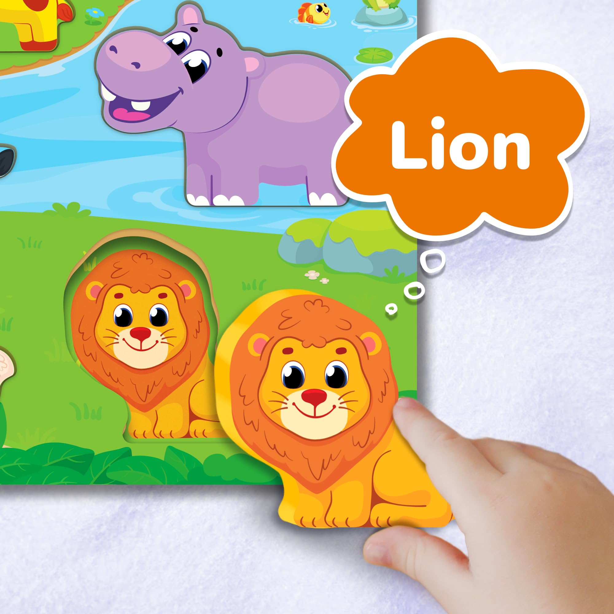 Lucas & Friends Montessori-inspired wooden puzzle promotes independent play and creativity