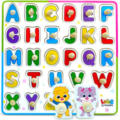 Lucas & Friends ABC puzzle board aids toddler letter learning.