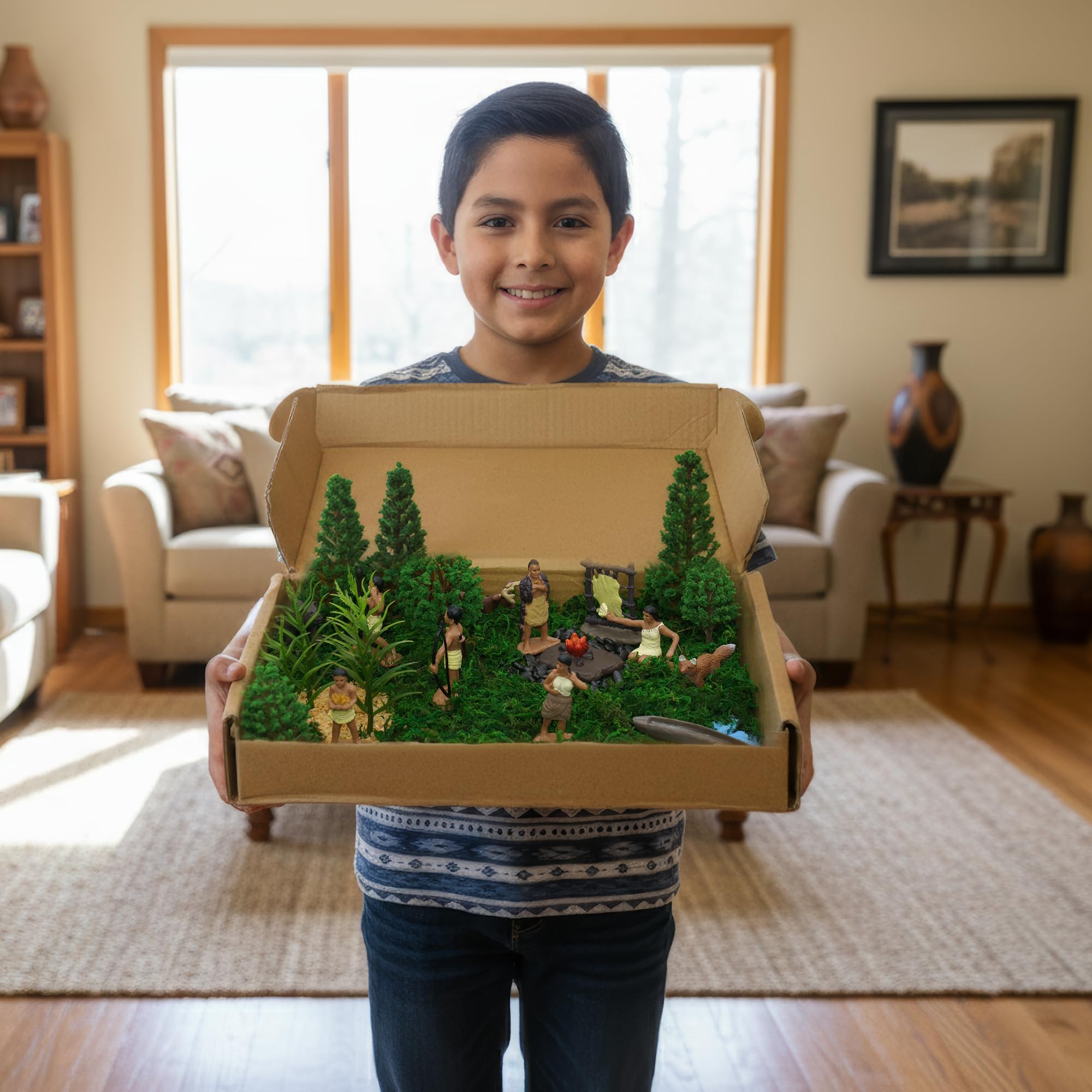 LuciPaw trees moss sand stones scene enriches tactile learning and displays.