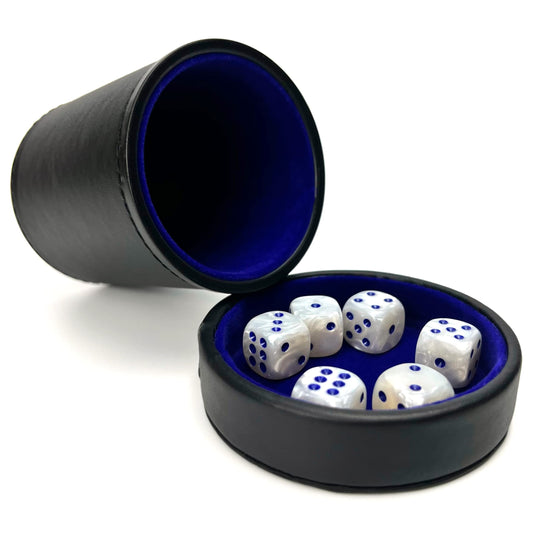 Luck Lab black leather dice cup with lid, premium design for smooth rolls