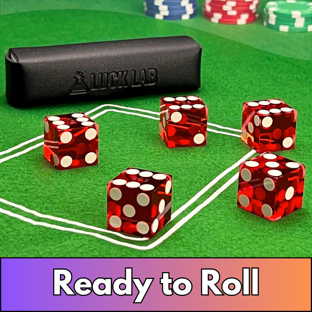 Luck Lab crystal-clear acrylic dice offer high visibility on the table.