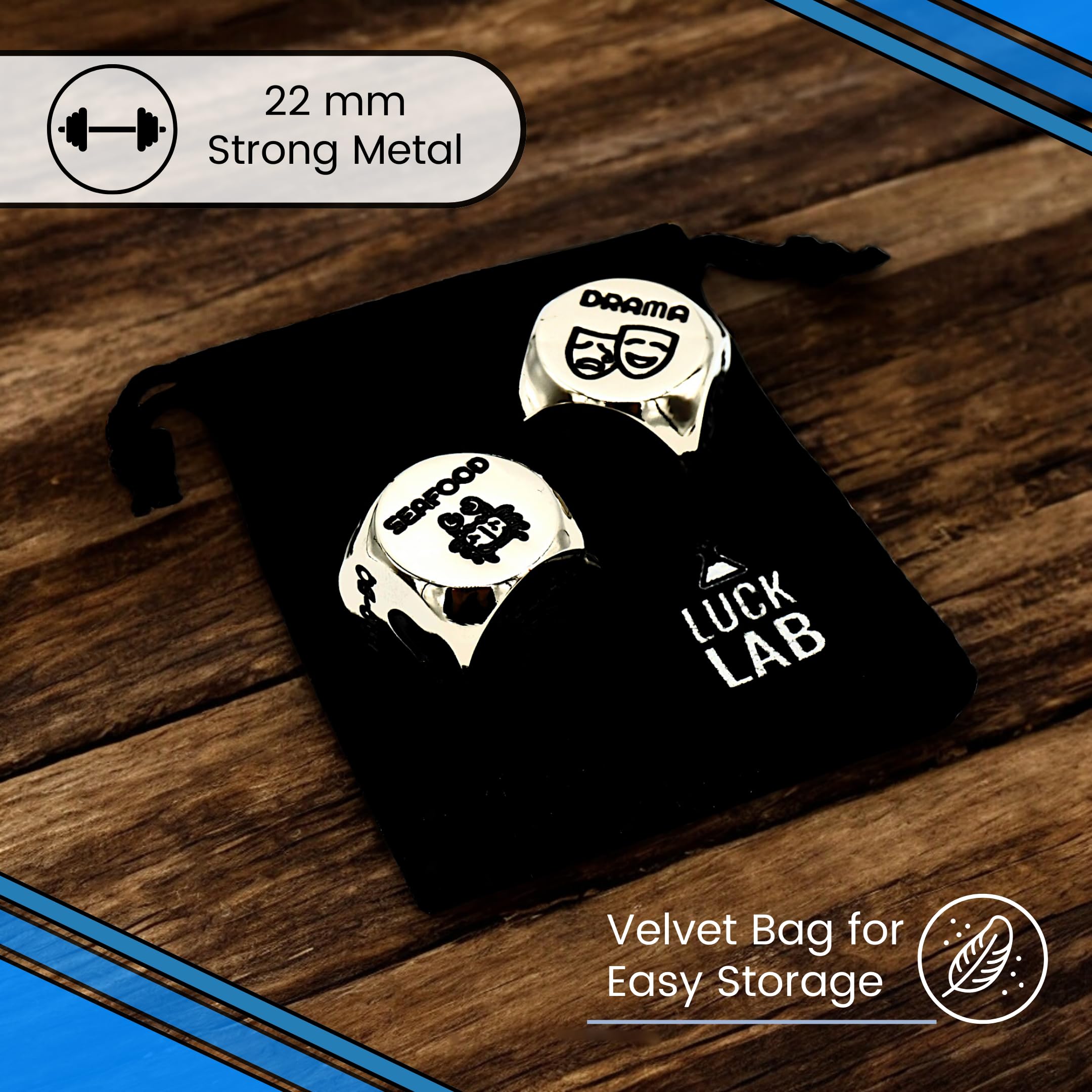 Luck Lab Date Decider Dice in solid metal with premium heft