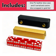 Luck Lab black PU leather dice case protects five premium dice.