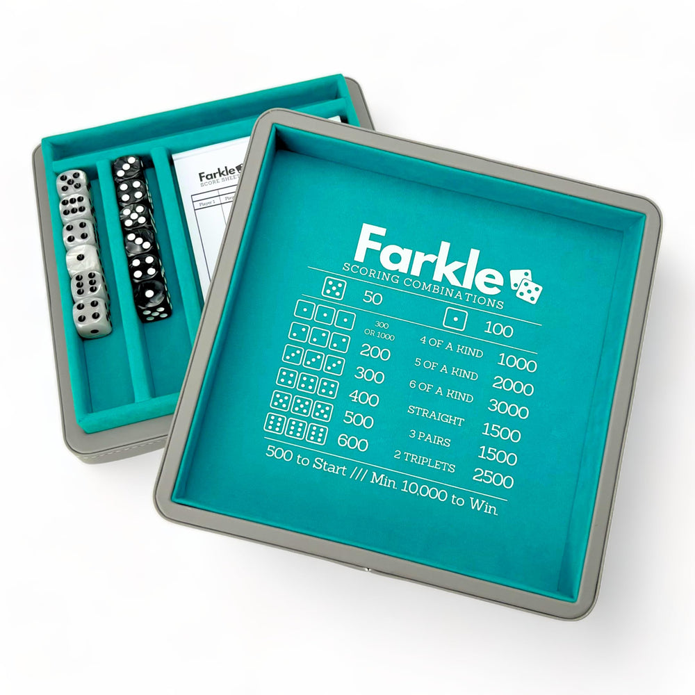 Luck Lab Farkle dice tray open lid for easy access during play.