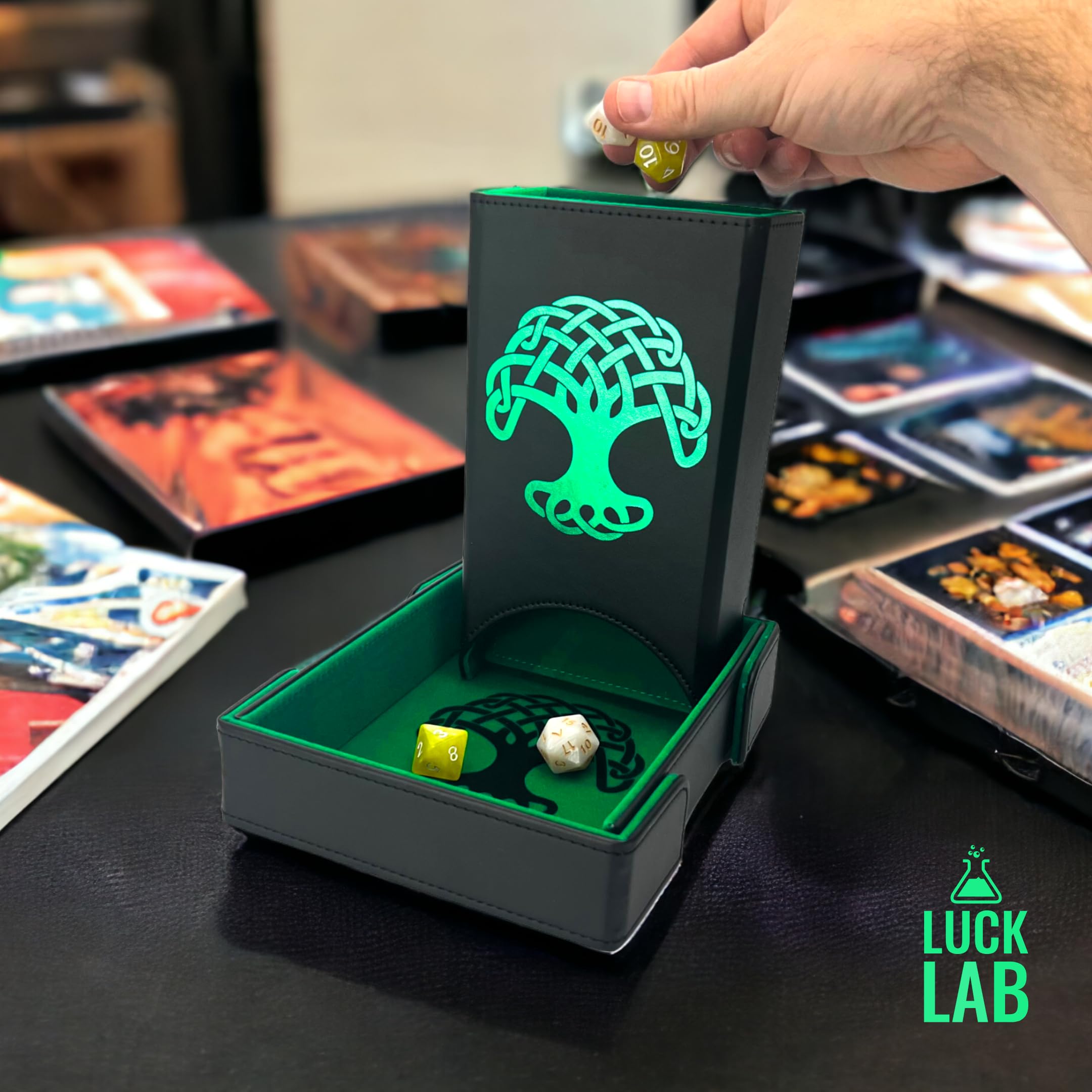 Luck Lab folded tower stored flat for easy backpack transport.