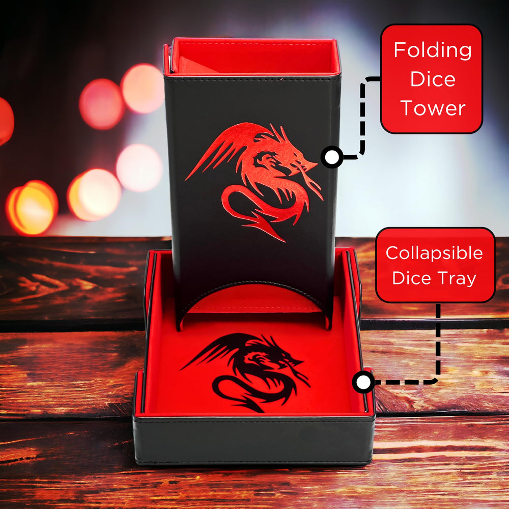 Luck Lab magnetic folding dice tray securely connects to the tower