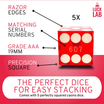 Luck Lab razor edge dice 19mm for defined turns and flips.