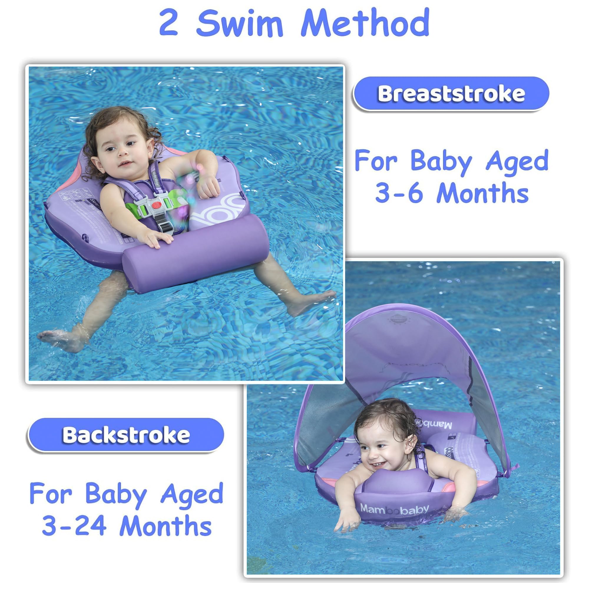 Luckclubtojoy Mambobaby Float supports breaststroke and backstroke learning.