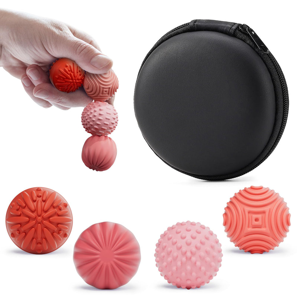 Luckdoor silicone magnetic ball textured exterior close-up, calming tactile focus.