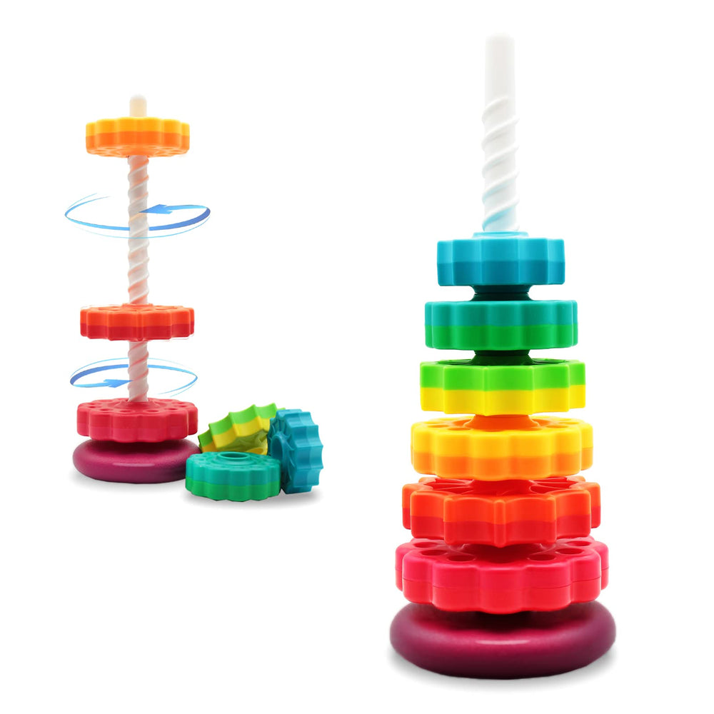 LUCKFUTURE educational spinning toy with rainbow rings supports color recognition and fine motor practice.