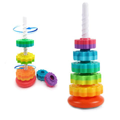 LUCKFUTURE spinning stacking toy disks in motion for interactive play