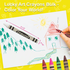 Lucky Art Crayonology regular-size crayons 5/16 x 3-1/2 inches for smooth color application.