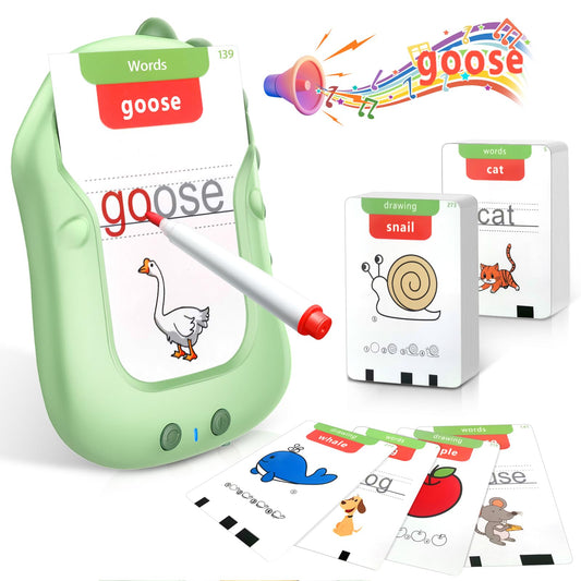 Lucky Cup writing flash cards in use for tracing and language practice