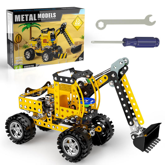 Lucky Doug bulldozer model assembly featuring sturdy metal construction
