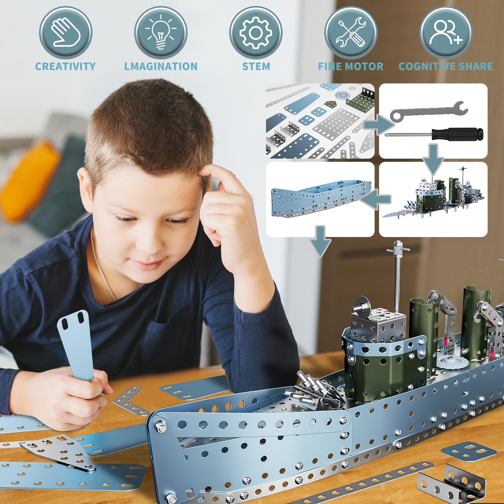Lucky Doug Model Cruiser assembly-parts features 504 pieces awaiting teamwork