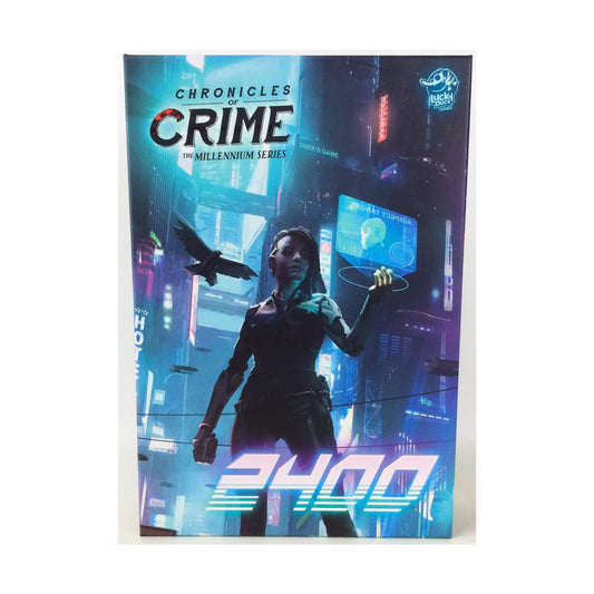 Chronicles 2400 board game cover by Lucky Duck Games inviting cooperative crime solving for 1-4 players