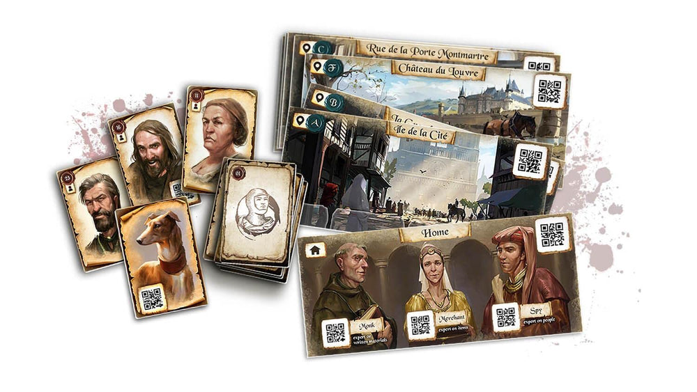 Lucky Duck Games Chronicles of Crime 1400 evidence collection components in use.
