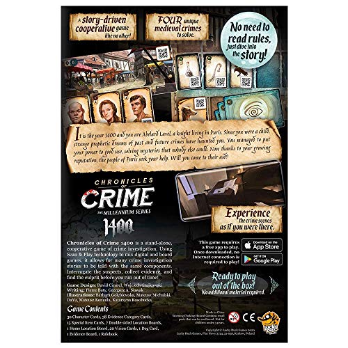 Lucky Duck Games Chronicles of Crime 1400 time-travel art and historical atmosphere.