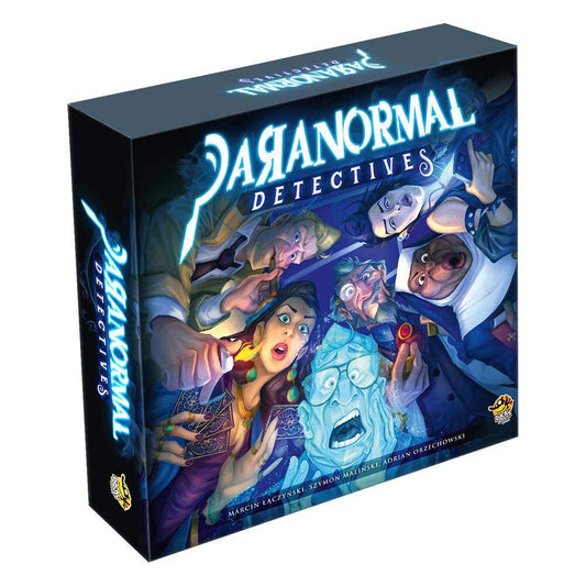 Lucky Duck Games Paranormal Detectives game cover evokes mystery for family game nights.
