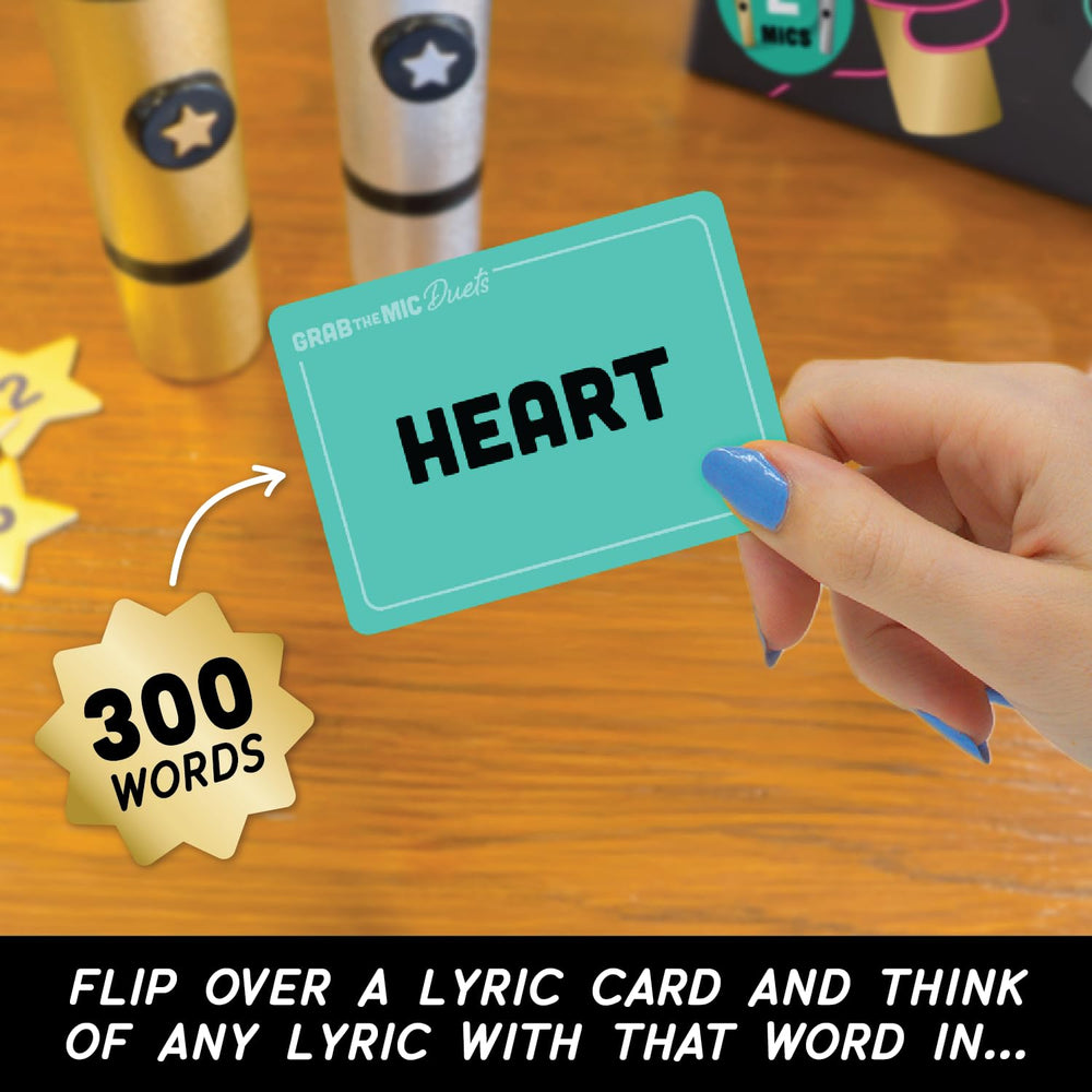 Lucky Egg Duets 150-card deck provides diverse prompts for quick song challenges.