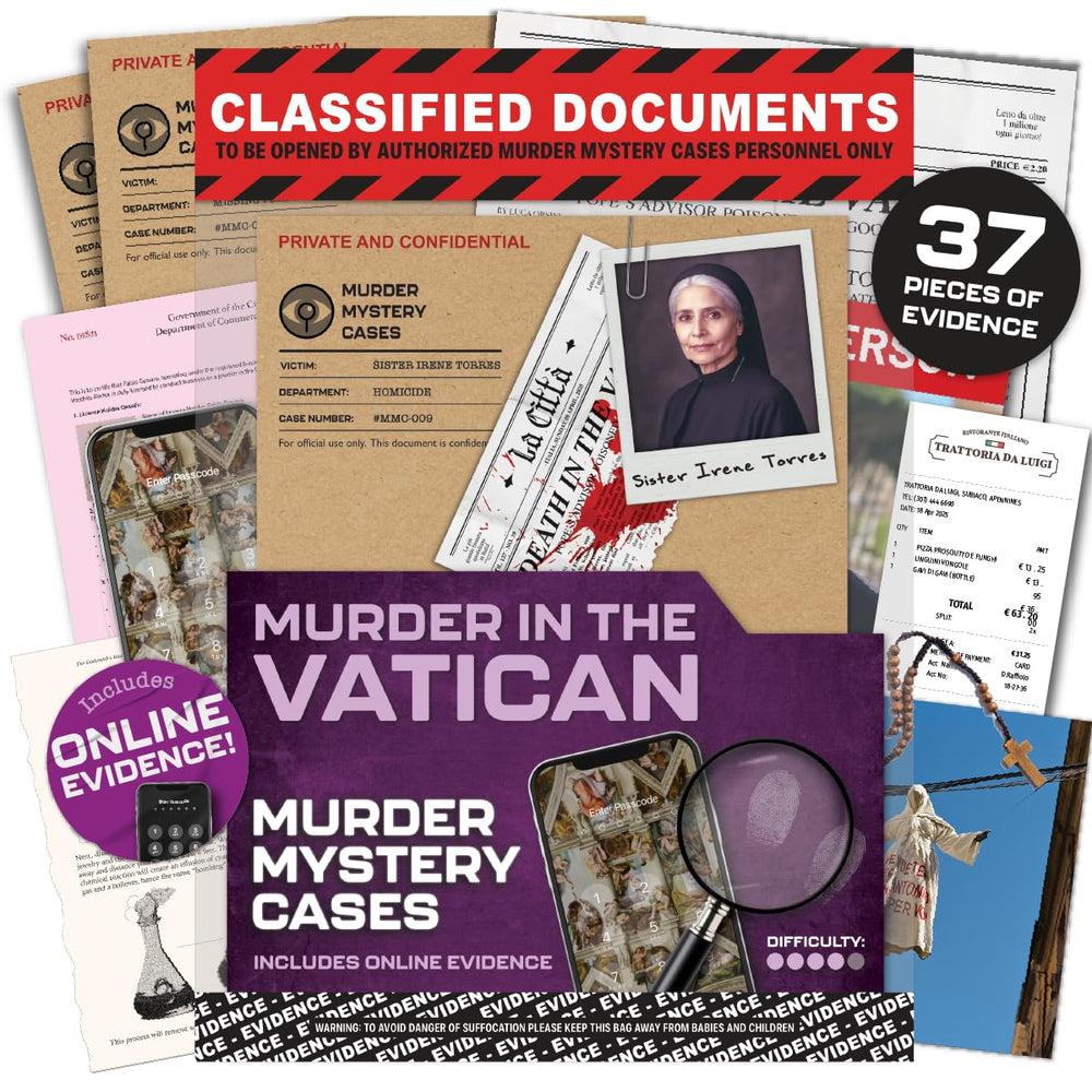 Lucky Egg MMC Death in the Vatican cover image - ideal for immersive murder mystery evenings.