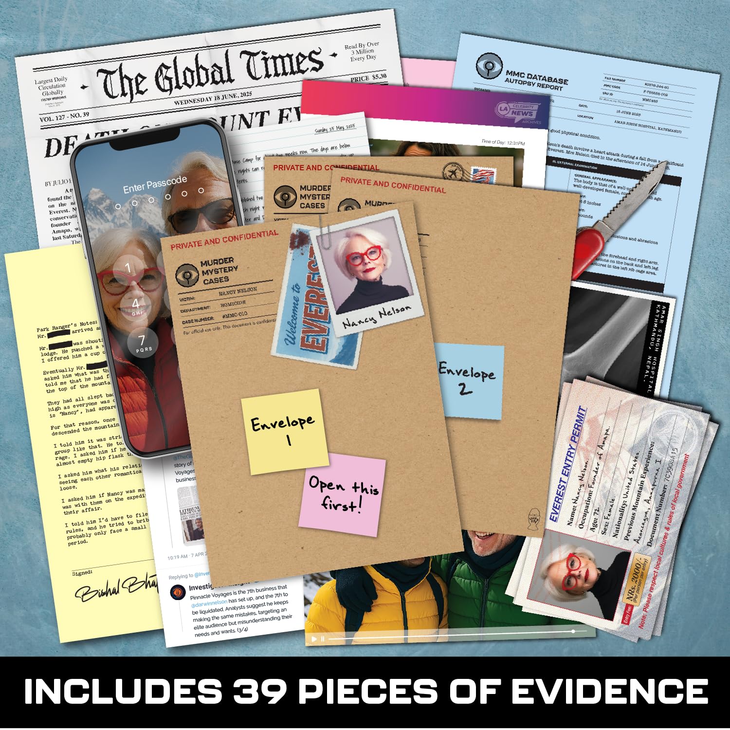 Lucky Egg MMC Murder on Mount Everest digital clues portal with suspect profiles