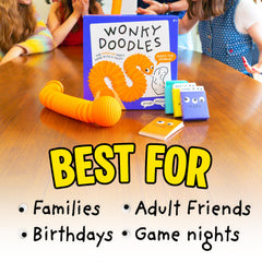 Lucky Egg Wonky Doodles whiteboard and accessories for game night.