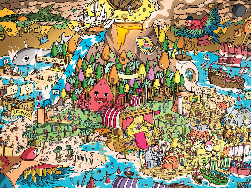 Lucky Puzzles Pirates Paradise market stalls bursting with color for family puzzle night