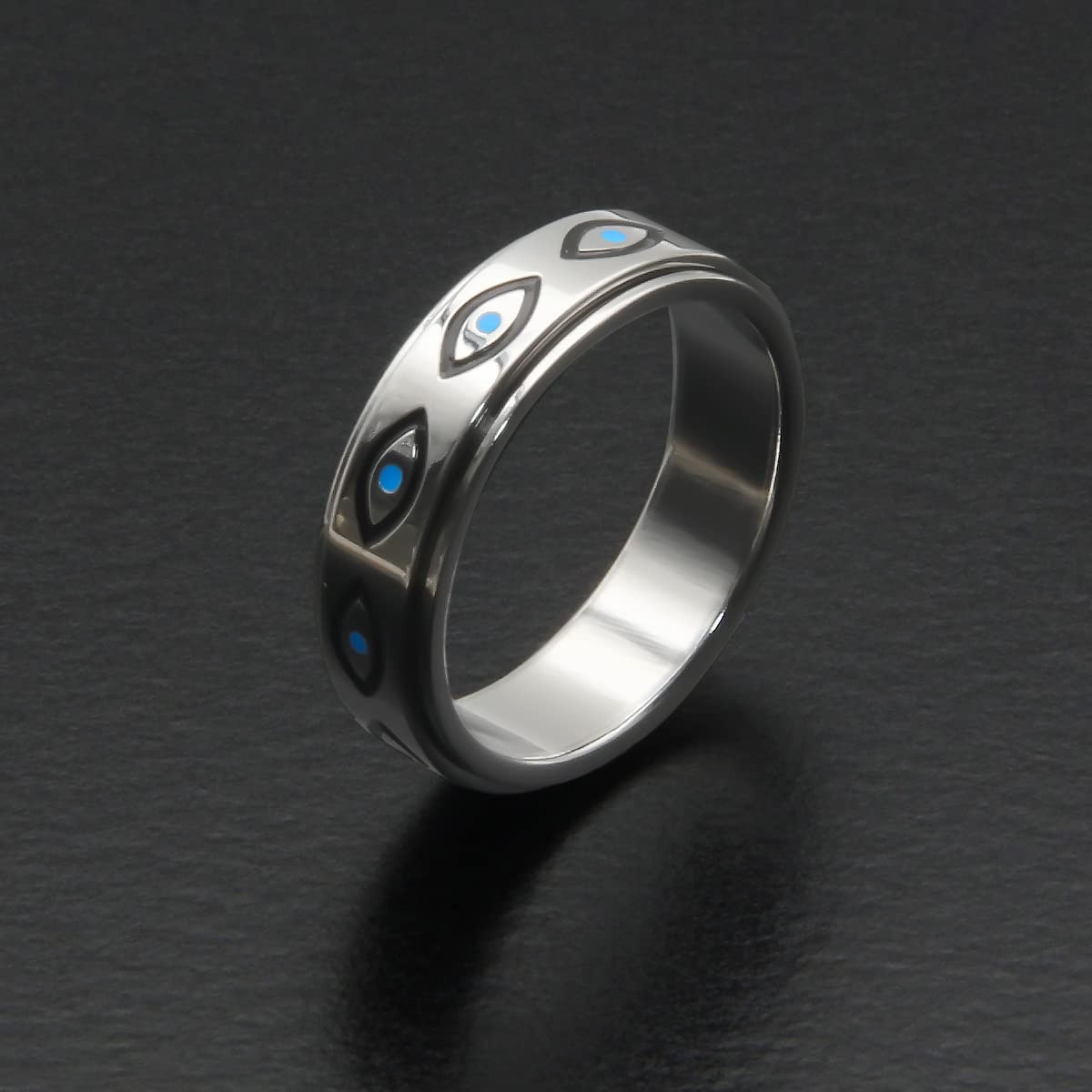 LuckyAmor ring color options in gold, silver, rose gold, and black rainbow