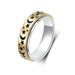 LuckyAmor Anxiety Ring Moon Star spinner close-up for calm focus