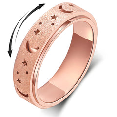 LuckyAmor anxiety ring with moon and star spinner calms moments of stress.