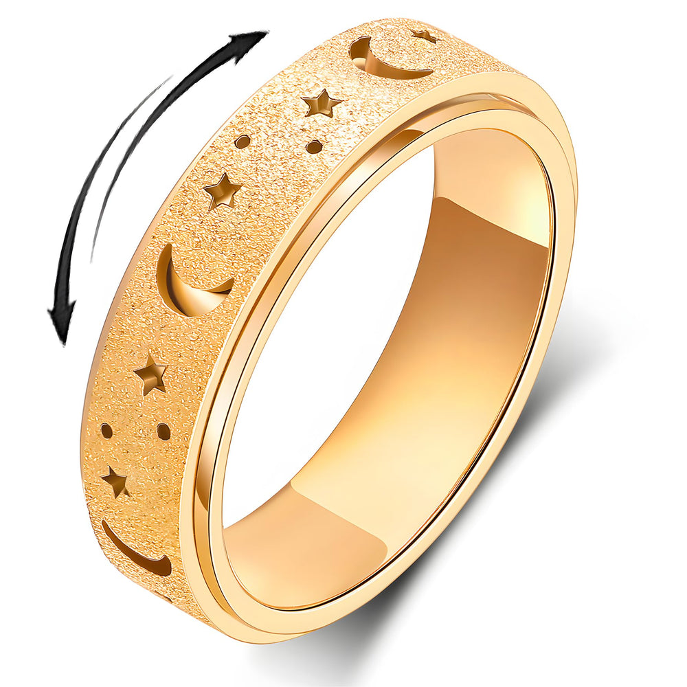 LuckyAmor anxiety ring for women with moon and star spinner; a soothing fidget accessory.