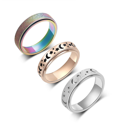 LuckyAmor anxiety ring with moon and stars for mindful wear.