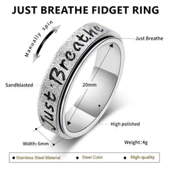 LuckyAmor Just Breathe ring on your finger complements outfits from work to evening.