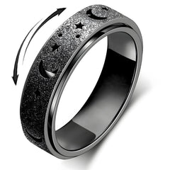 LuckyAmor moon star anxiety ring for women with a spinner feature for stress relief and mood boost.