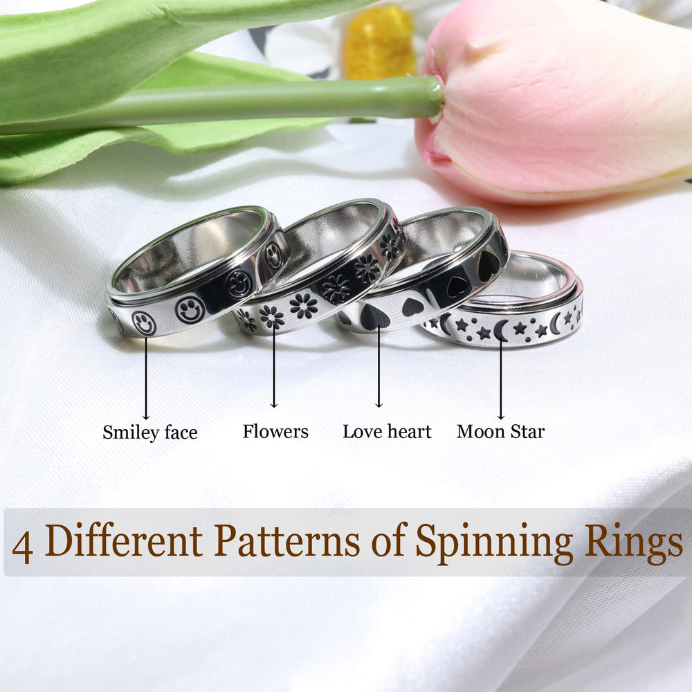LuckyAmor spinner ring hypoallergenic stainless steel for sensitive skin.