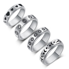 LuckyAmor spinner ring moon-star outer band for subtle, tactile focus.