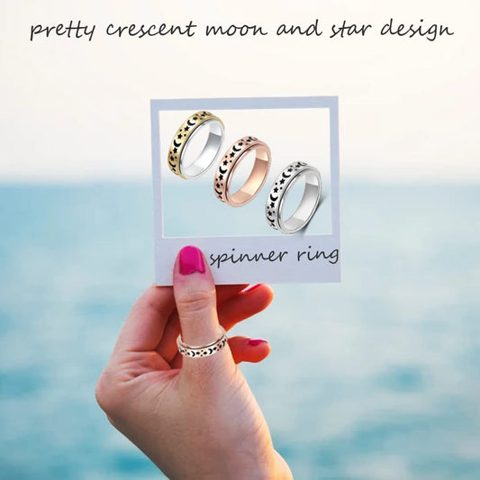 LuckyAmor spinner ring in stainless steel, smooth 2-3 spin action for calm moments.