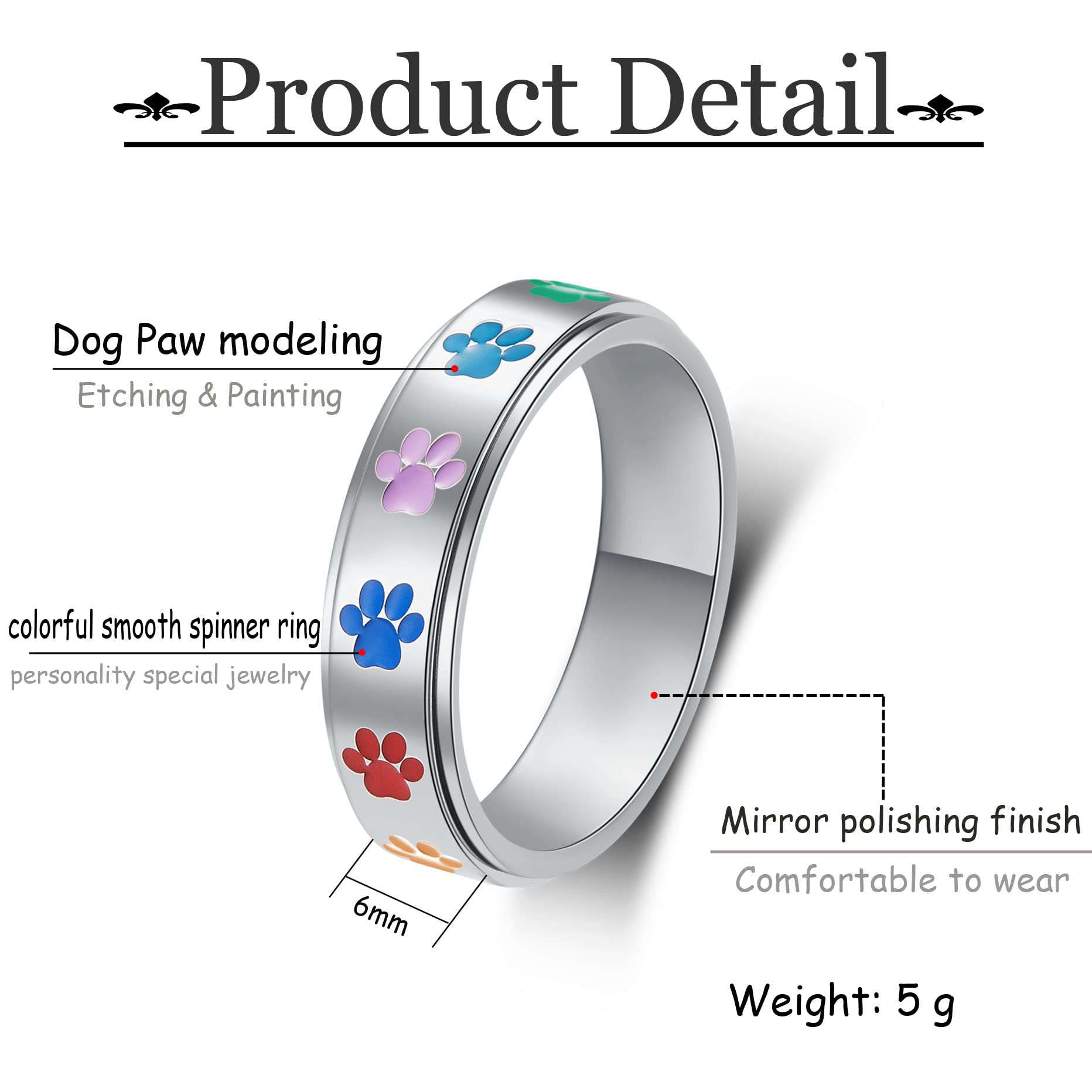 LuckyAmor spinner ring featuring two to three smooth laps of rotation