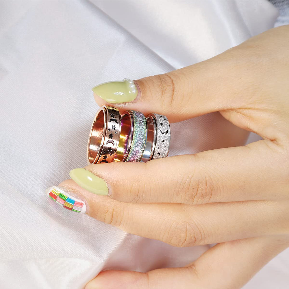 LuckyAmor stainless steel spinner ring, durable daily wear.