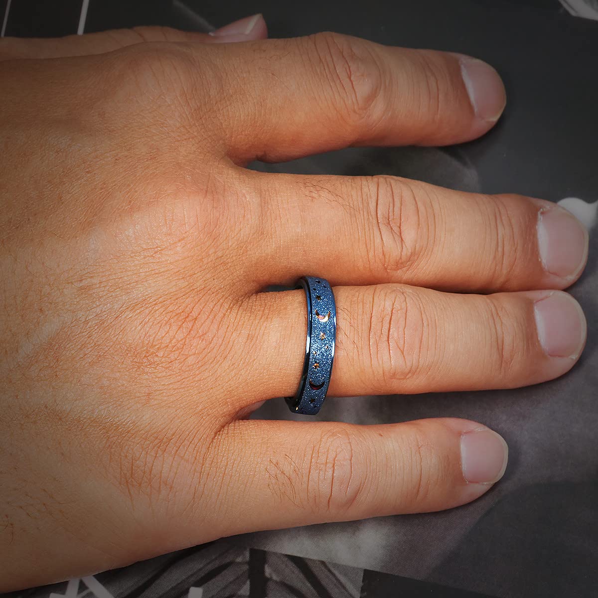 LuckyAmor stainless steel spinner ring close-up highlighting durable finish
